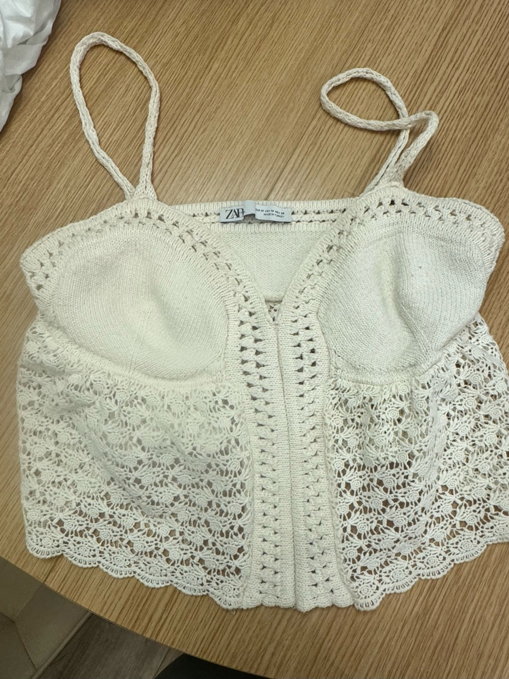 Zara Cream Crochet Lace Bustier Camisole